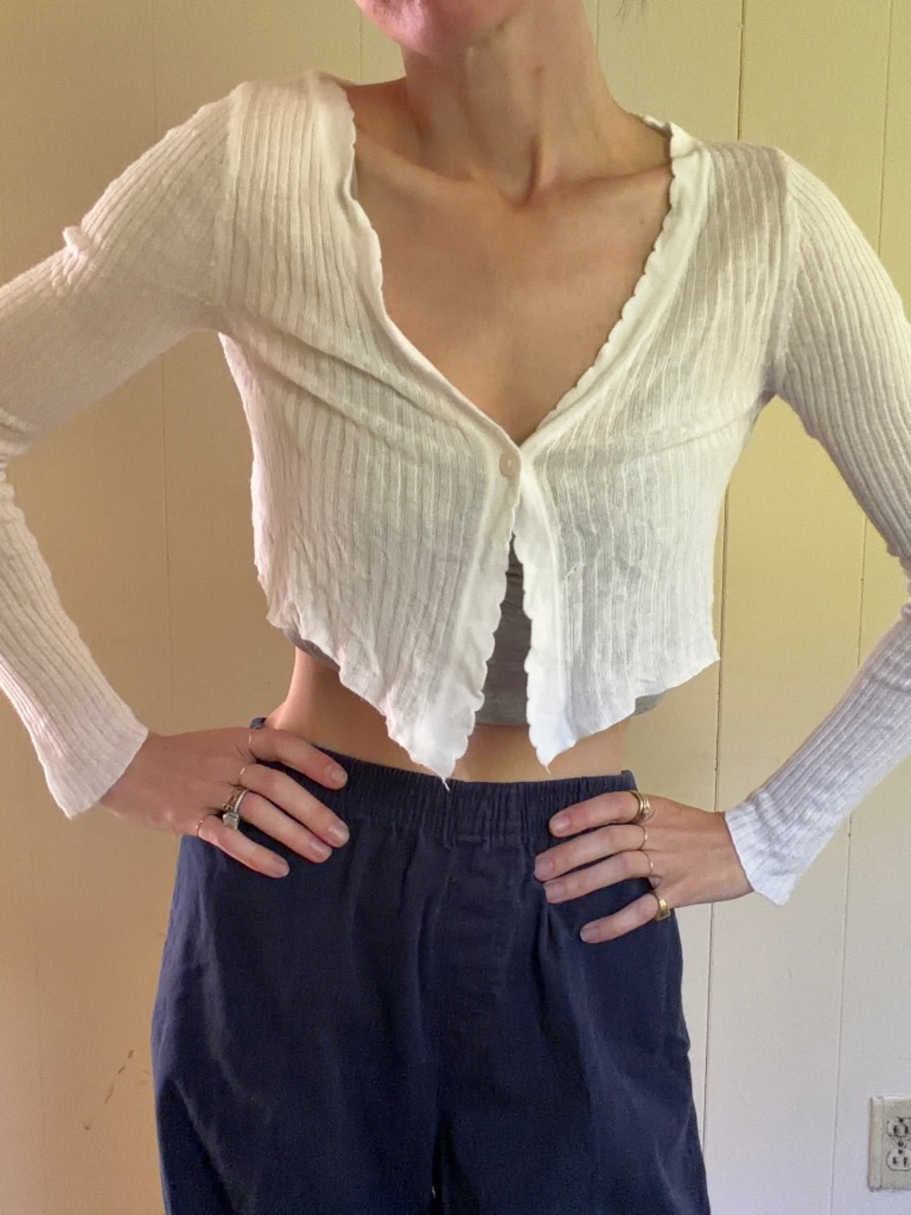 cropped cardigan with ruffle cottage core fairy European summer
